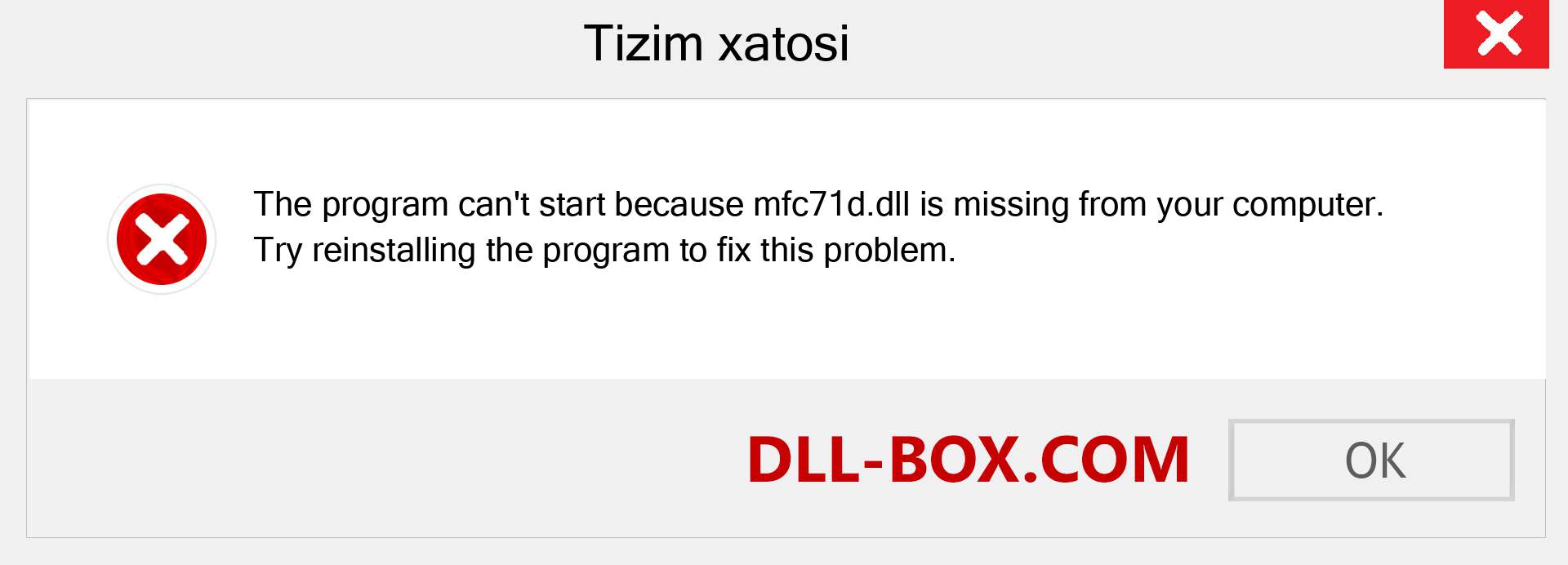 mfc71d.dll fayli yo'qolganmi?. Windows 7, 8, 10 uchun yuklab olish - Windowsda mfc71d dll etishmayotgan xatoni tuzating, rasmlar, rasmlar